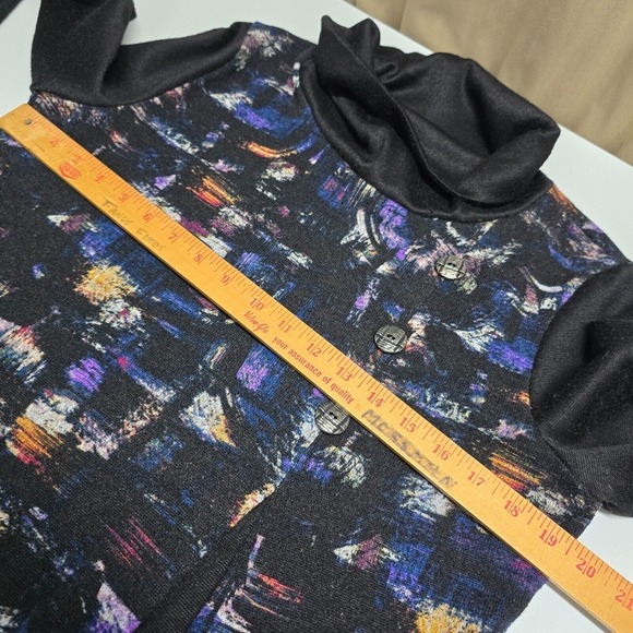 Vin Rouge Womens Abstract Cowl Neck Top Size Medium Long Sleeve Artsy Maximalist - Picture 10 of 13